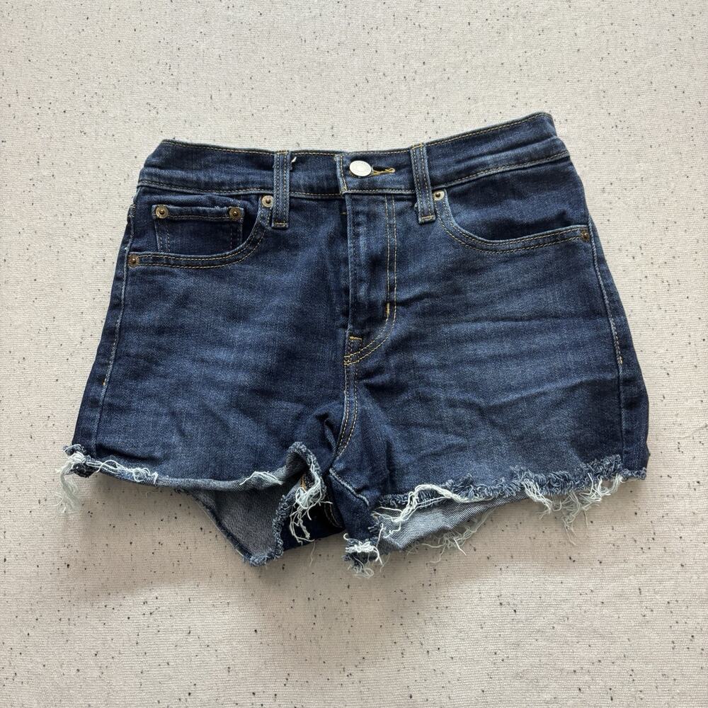 Levi's Womens High Rise Denim Shorts Size 25 Blue Jeans Dark Wash Summer